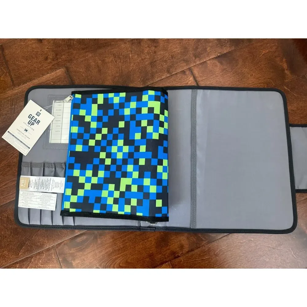 Pottery Barn Teen Neon Pixel Notebook Folder New 3 Ring Binder Pouch NEW NWT